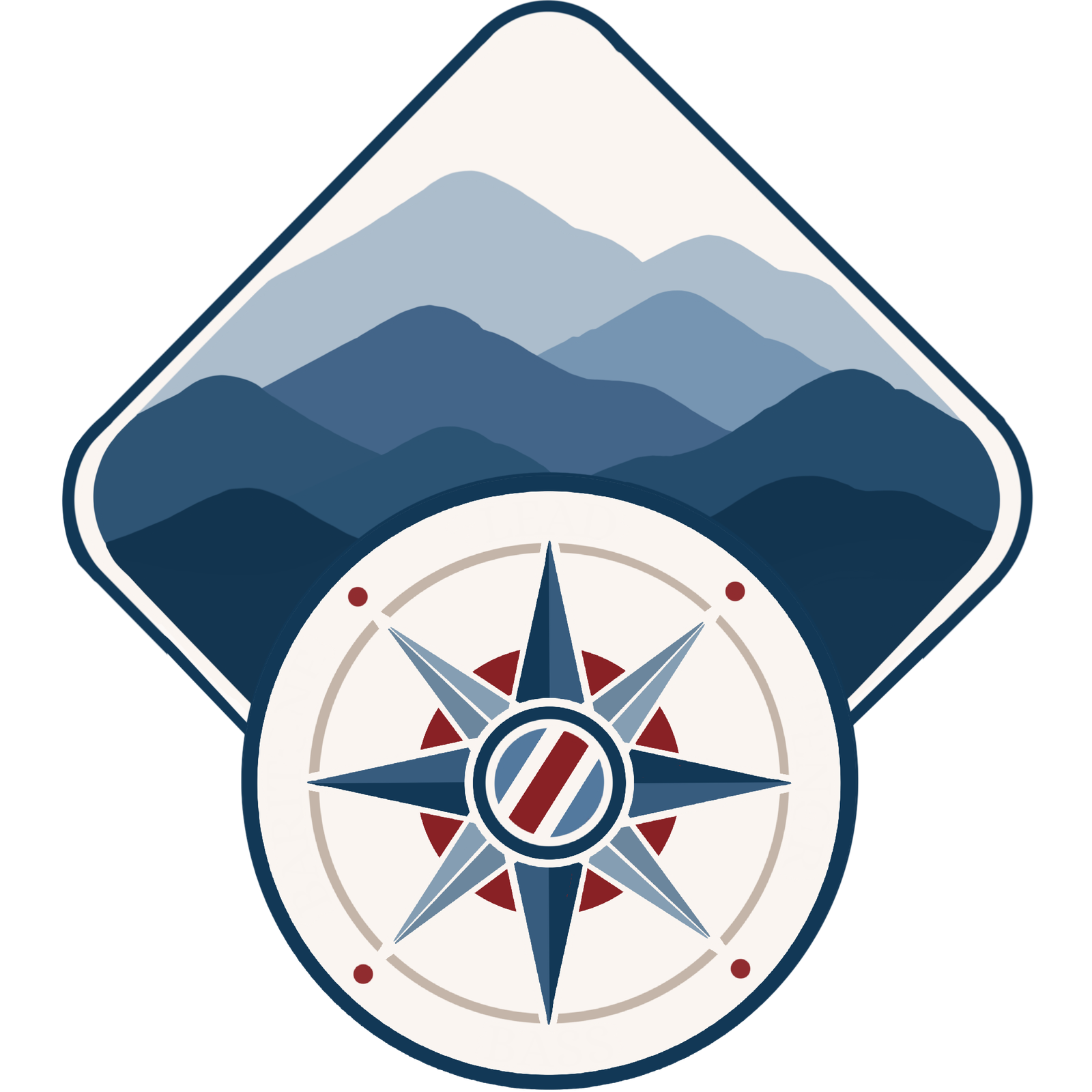 Blue Ridge Harmeneers emblem featuring Blue Ridge mountains and a barbershop compass rose